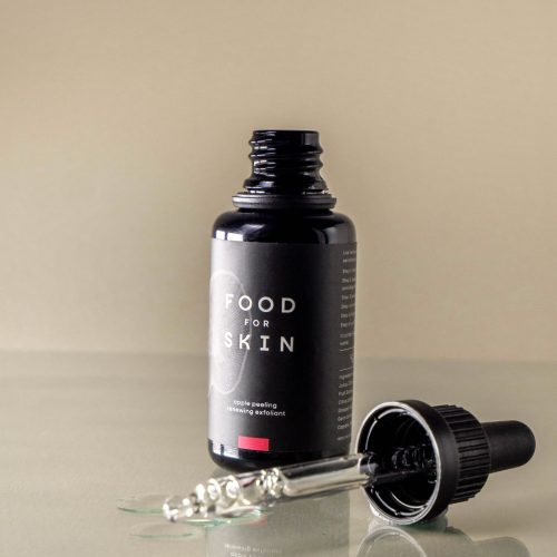 Food for Skin cosmetica merk met natuurlijke gezichtspeeling.